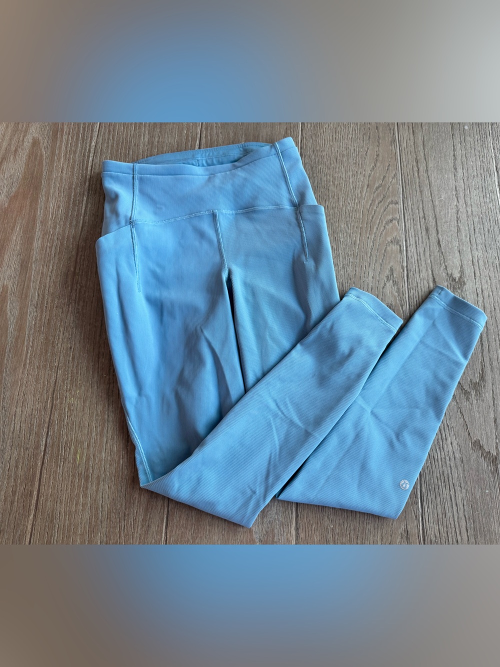 Lululemon Power Thru Ribbed Leggings Blue Size 6 28” High Rise